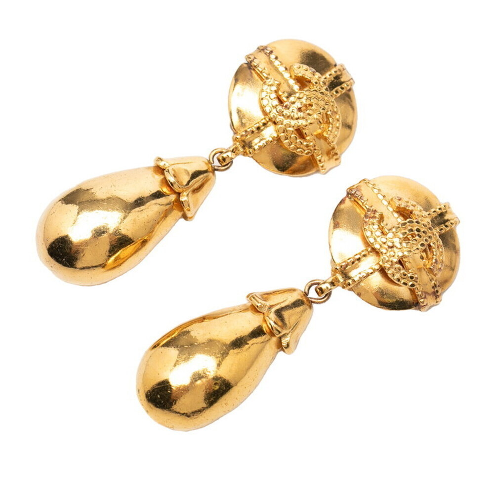 CHANEL Gold Logo Earrings
